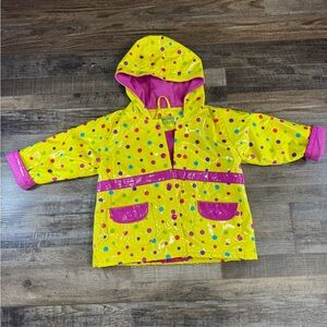 Western Chief Kids Rain Jacket Polka Dot Hooded Slicker Size 4T